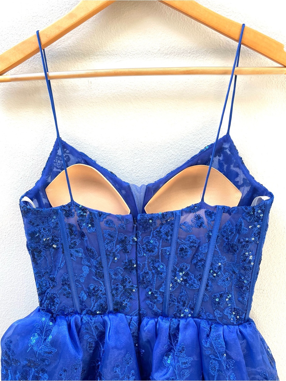 FLAWED Jovani Blue Prom Dress Sequin Corset High Slit Formal Pageant Gown, Sz 2 - Picture 9 of 14